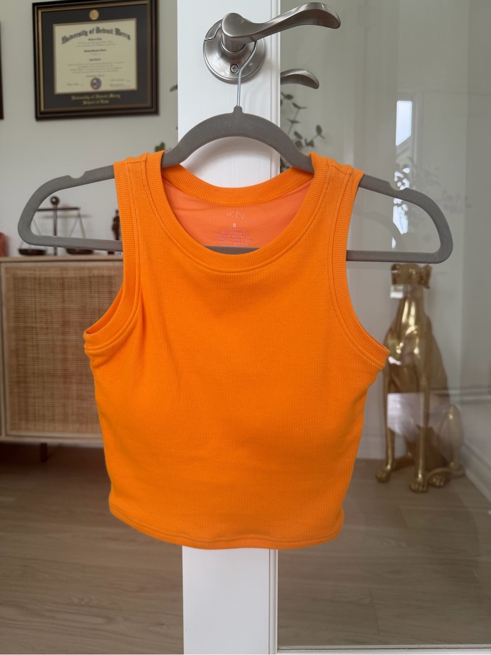 Klassy Network Orange Ribbed Tank Crop
